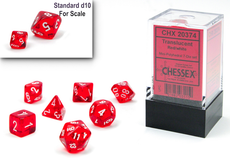CHESSEX ROLEPLAYING DICE - MINI TRANSLUCENT 7-DIE SET RED/WHITE (CHX20374)