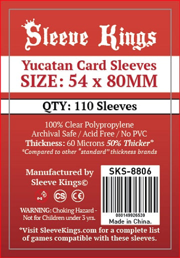 SLEEVE KINGS - YUCATAN CARD GAME SLEEVES 54MM X 80MM 110CT