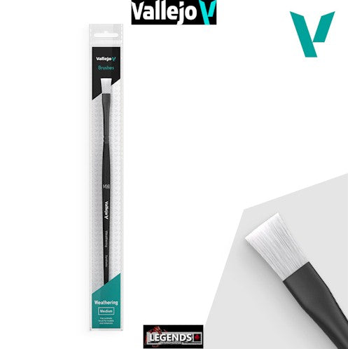 VALLEJO - PAINT BRUSHES - WEATHERING FLAT SYNTHETIC BRUSH   MEDIUM   #VAL B09002