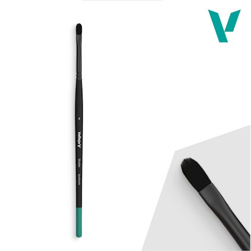 VALLEJO - PAINT BRUSHES -  FLAT SHADER #4 SYNTHETIC FILBERT BRUSH          #BO6004