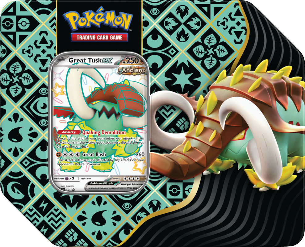 POKEMON - SCARLET AND VIOLET  -  PALDEAN FATES - SHINY GREAT TUSK EX TINS