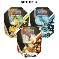 POKEMON - EEVEE EVOLUTIONS TINS   3-TIN SET - VAPOREON V, JOLTEON V, FLAREON V