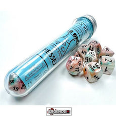 CHESSEX ROLEPLAYING DICE - LUSTROUS 7-DIE SET SEA SHELL/BLACK LUMINARY   CHX30056)