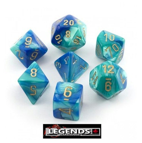 CHESSEX ROLEPLAYING DICE - Gemini Blue-Teal/Gold 7-Dice Set  (CHX26459)