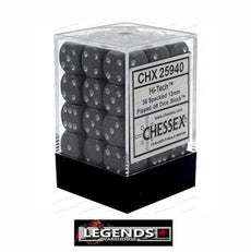 CHESSEX - D6 - 12MM X36  - Speckled: 36D6 Hi-Tech  (CHX25940)