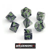 CHESSEX ROLEPLAYING DICE - Gemini Black-Grey/Green 7-Dice Set  (CHX26445)