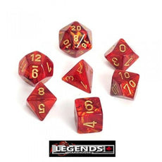 CHESSEX ROLEPLAYING DICE - Scarab Scarlet/Gold 7-Dice Set  (CHX27414)