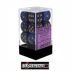 CHESSEX - D6 - 16MM X12  - Lustrous: 12D6 Purple / Gold  (CHX27697)