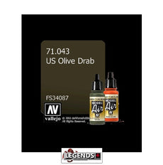 VALLEJO MODEL AIR:  :  US Olive Drab   (17ml)  VAL 71.043