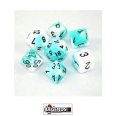 CHESSEX ROLEPLAYING DICE - Gemini-Teal White/Black 7-Dice Set  (CHX26444)