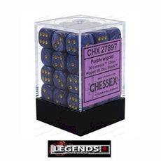 CHESSEX - D6 - 12MM X36  - Lustrous: 36D6 Purple / Gold  (CHX27897)
