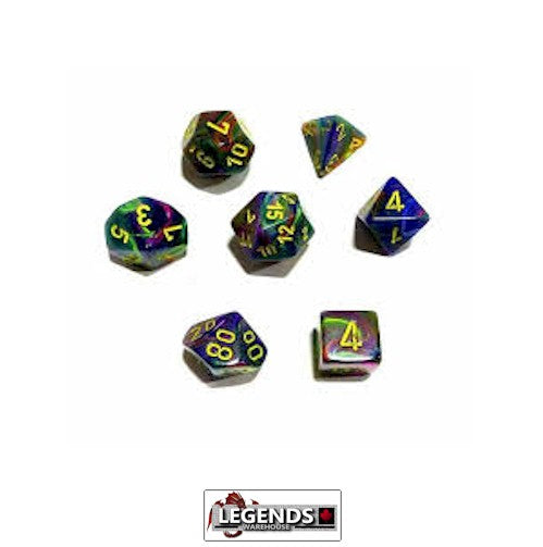 CHESSEX ROLEPLAYING DICE - Festive Rio/Yellow 7-Dice Set  (CHX27449)