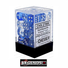 CHESSEX - D6 - 12MM X36  - Nebula: 36D6 Dark Blue / White  (CHX27866)