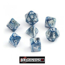 CHESSEX ROLEPLAYING DICE - Lustrous Slate/White 7-Dice Set  (CHX27490)