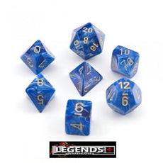 CHESSEX ROLEPLAYING DICE - Vortex Blue Gold 7-Dice Set (CHX27436)