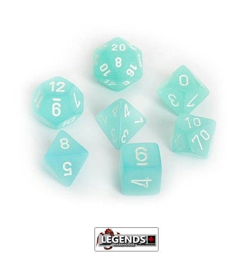 CHESSEX ROLEPLAYING DICE - Frosted Teal/White 7-Dice Set  (CHX27405)