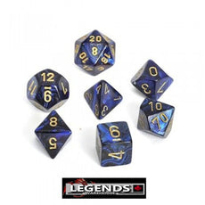 CHESSEX ROLEPLAYING DICE - Scarab Royal Blue/Gold 7-Dice Set  (CHX27427)