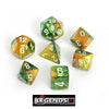 CHESSEX ROLEPLAYING DICE - Gemini Gold-Green/White 7-Dice Set  (CHX26425)