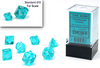 CHESSEX ROLEPLAYING DICE - MINI TRANSLUCENT 7-DIE SET TEAL/WHITE (CHX20385)