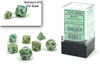 CHESSEX ROLEPLAYING DICE - MINI MARBLE 7-DIE SET GREEN/DARK GREEN (CHX20409)