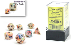 CHESSEX ROLEPLAYING DICE - MINI FESTIVE 7-DIE SET CIRCUS/BLACK (CHX20442)