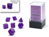 CHESSEX ROLEPLAYING DICE - MINI BOREALIS 7-DIE SET PRPL/GOLD LUMINARY (CHX20587)