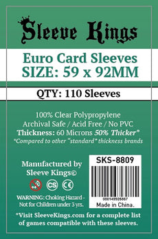 SLEEVE KINGS - EURO SLEEVES 59MM X 92MM 110CT