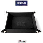 FanRoll    FOLD UP DICE VELVET TRAY W/ PU LEATHER   -  BLACK