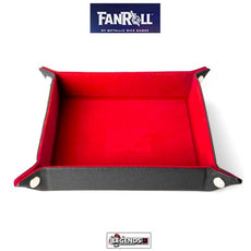 FanRoll    FOLD UP DICE VELVET TRAY W/ PU LEATHER   -  RED