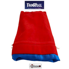 FanRoll   LARGE DICE BAG VELVET   RED W/ BLUE SATIN