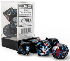 CHESSEX ROLEPLAYING DICE BRUSH 7-DIE SET POLYHEDRAL DARK SIDE/BLUE  (CHX24408)