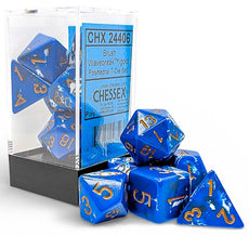 CHESSEX ROLEPLAYING DICE BRUSH 7-DIE SET POLYHEDRAL WAVEBREAK/GOLD  (CHX24406)