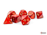 CHESSEX ROLEPLAYING DICE SCARAB 7-DIE SET MEGA-HEDRAL SCARLET/GOLD CHX22414