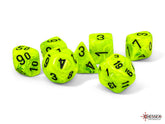 CHESSEX ROLEPLAYING DICE VORTEX 7-DIE SET MEGA-HEDRAL BRIGHT GREEN/BLACK CHX22430