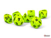 CHESSEX ROLEPLAYING DICE VORTEX 7-DIE SET MEGA-HEDRAL BRIGHT GREEN/BLACK CHX22430
