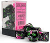 CHESSEX ROLEPLAYING DICE BRUSH 7-DIE SET POLYHEDRAL PAINTBALL/GREEN  (CHX24414)