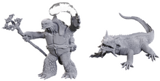 DUNGEONS & DRAGONS - UNPAINTED MINIATURES:   WV24 TORTLE DRUID & WILD SHAPE GIANT LIZARD  #WZK90707