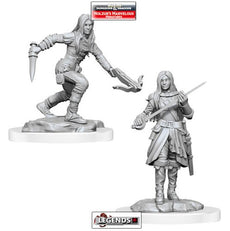 DUNGEONS & DRAGONS - UNPAINTED MINIATURES:   Half-Elf Rogue Female  (2)  #WZK90485