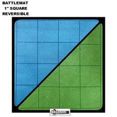 BATTLEMAT  -  1" SQUARE   REVERSIBLE    BLUE-GREEN    23.5" X 26"    GAME MAT
