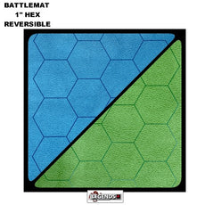 BATTLEMAT  -  1" HEX REVERSIBLE  BLUE-GREEN     23.5" X 26"  GAME MAT
