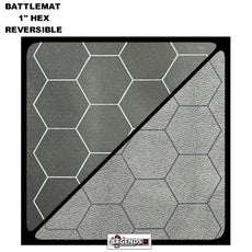 BATTLEMAT  -  1" HEX REVERSIBLE  BLACK-GREY     23.5" X 26"  GAME MAT