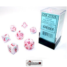 CHESSEX ROLEPLAYING DICE - Festive Pop Art/Red 7-Dice Set  (CHX27539)