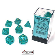 CHESSEX ROLEPLAYING DICE - Borealis® Polyhedral Teal/gold Luminary 7-Die Set  (CHX27585)