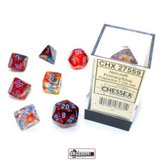 CHESSEX ROLEPLAYING DICE - Nebula Primary/Blue  Luminary (2021) 7-Dice Set  (CHX27559)