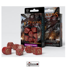 DRAGONS -MODERN DICE SET - RED AND GOLD