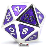 DIE HARD METAL DICE - MYTHICA - DIRE D20 - PLATINUM AMETHYST