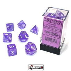 CHESSEX ROLEPLAYING DICE - Borealis® Polyhedral Purple/white Luminary 7-Die Set  (CHX27577)