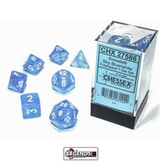 CHESSEX ROLEPLAYING DICE - Borealis® Polyhedral Sky Blue/white 7-Die Set  (CHX27586)