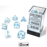 CHESSEX ROLEPLAYING DICE - Borealis® Polyhedral Icicle™/light blue Luminary 7-Die Set  (CHX27581)