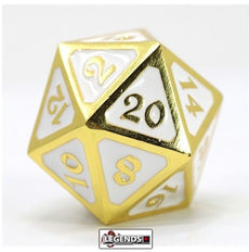 DIE HARD METAL DICE - MYTHICA - DIRE D20 - PLATINUM SHINY GOLD RUBY